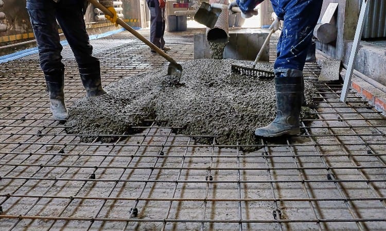rebar on concrete slab